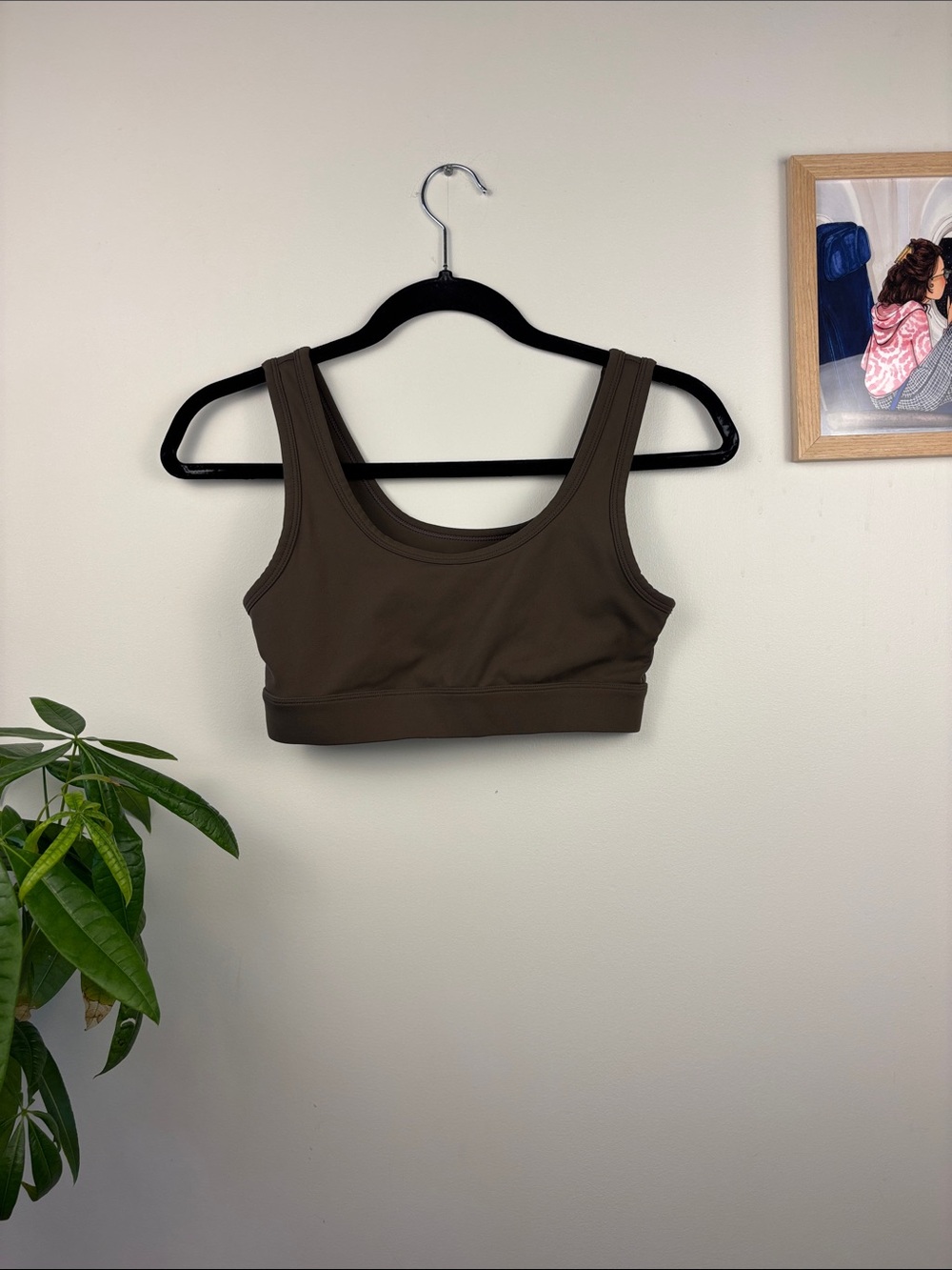 Scoop Neck Sports Bra in Chocolate Brown